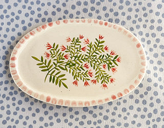 Dishes * 4.5 Inch Oval * Pink Sprig