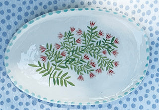 Dishes * 4 Inch Oval * Pink Sprig