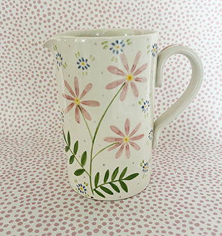 Pottery * Italian Pitcher * Pink Daisies