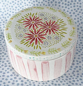 Boxes * Large 4 Inch  Ceramic Box * Pink Shasta