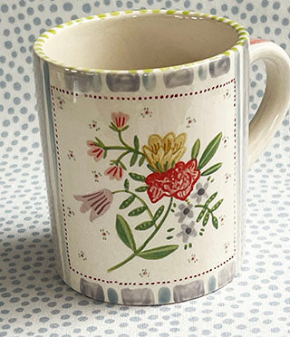 Pottery * 12 oz Mug * Rose Bunch Lavender and Blue