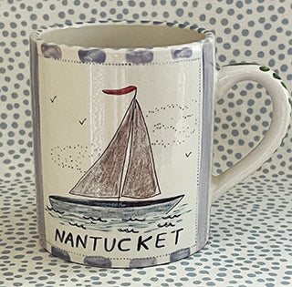 Nantucket * 12 oz Mug * Sailing With Blue Stripes