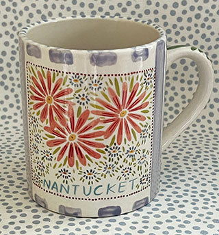 Nantucket * 12 oz Mug * Shasta Daisies With Blue Stripes