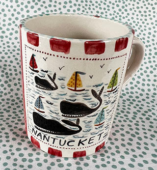 Nantucket * 12 oz Mug * Whales in Red
