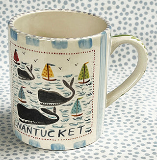 Nantucket * 12 oz Mug * Whale With Blue Stripes