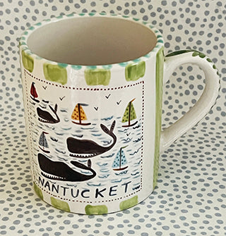 Nantucket * 12 oz Mug * Whales With The Rainbow Fleet * Green