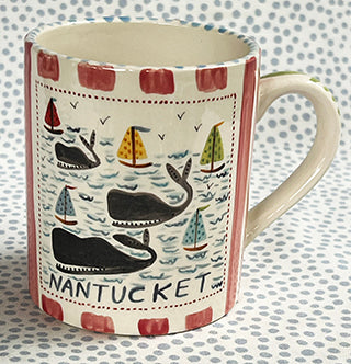 Nantucket * 12 oz Mug * Whales With Red Stripes