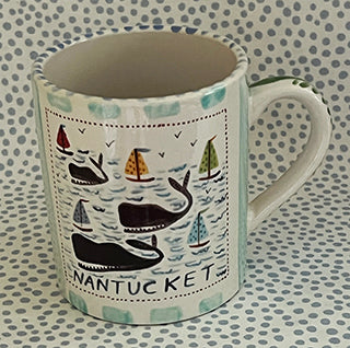 Nantucket * 12 oz Mug * Whales With The Rainbow Fleet * Turquoise