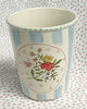 Pottery * 8 oz Cup * Rose Bunch With Blue Stripes