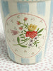 Pottery * 8 oz Cup * Rose Bunch With Blue Stripes
