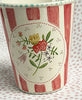 Pottery * 8 oz Cup * Rose Bunch With Red Stripes