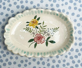 Scalloped Dish * Yellow Rose *