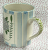 Pottery * 12 oz Mug * Hydrangea With Turquoise Stripes