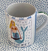 Pottery * 12 oz mug * Blonde Mermaid With Blue Stripes