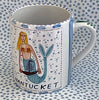 Pottery * 12 oz mug * Blonde Mermaid With Blue Stripes