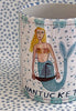 Nantucket * 12 oz Mug * Blonde Mermaid With Turquoise Stripes