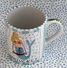 Nantucket * 12 oz Mug * Blonde Mermaid With Turquoise Stripes