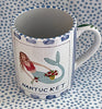 Nantucket * 12 oz Mug * Brunette Mermaid With Turquoise Stripes