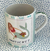 Nantucket * 12 oz Mug * Brunette Mermaid With Turquoise Stripes