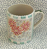 Nantucket * 12 oz Mug * Shasta Daisies With Turquoise Stripes