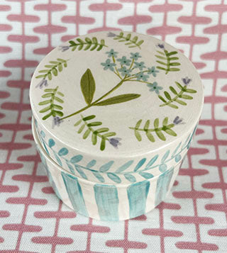 Boxes * Small Round Box * Turquoise Flower
