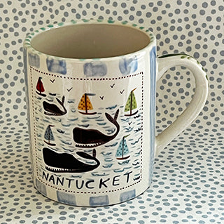 Nantucket * 12 oz Mug * Whale With The Rainbow Fleet * Blue