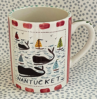 Nantucket * 12 oz Mug * Whales With The Rainbow Fleet * Red