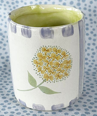 Pottery * Little Cup * Yellow Hydrangea
