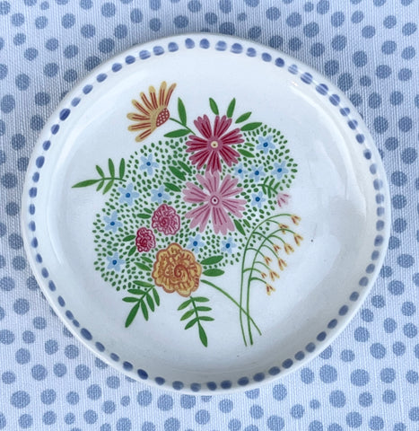 Pottery * Round Dish * Jungle Bouquet