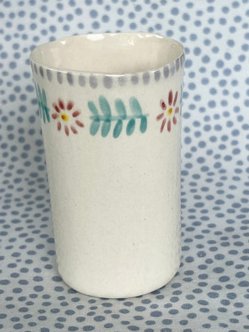 Vase * Cylinder * Pink Flowers Turquoise Vine